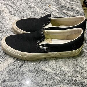 Vans Men's Black and White Slip-On Loafers Mens 9/womens 10.5